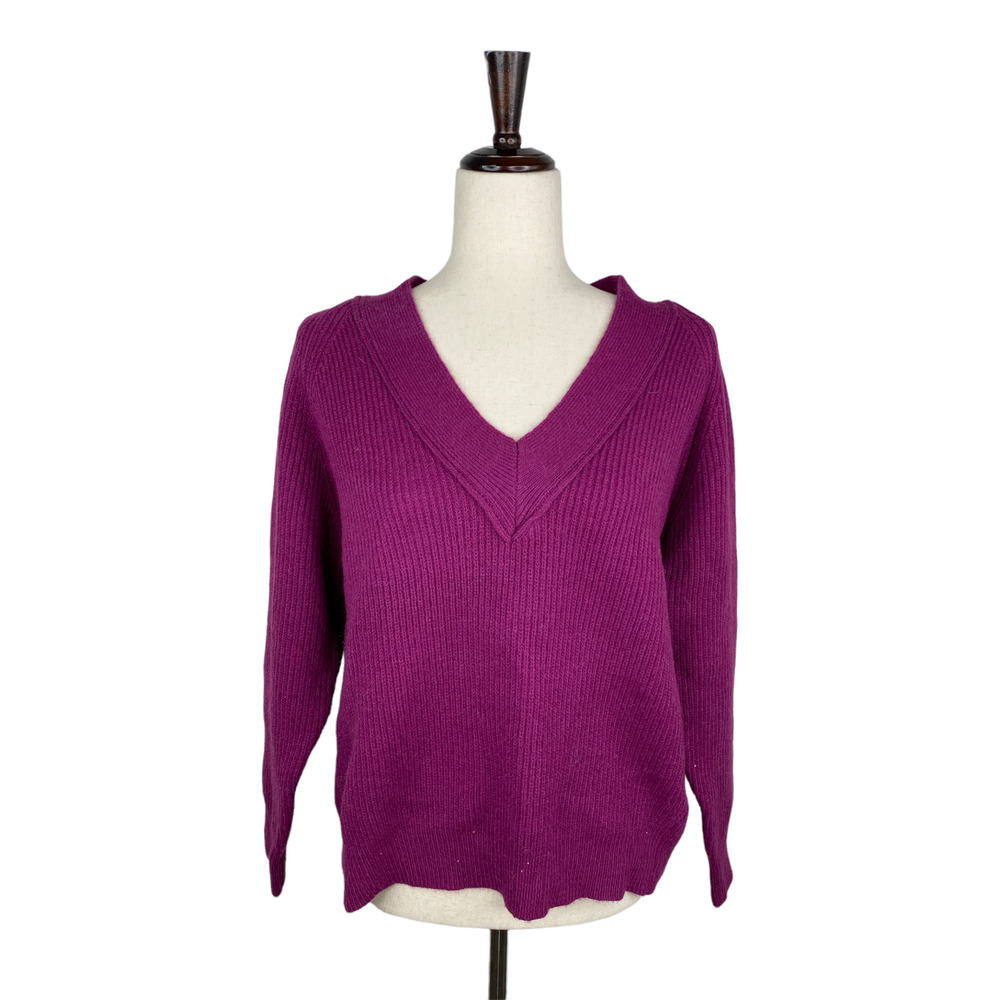 FRNCH V-Neck Ribbed Knit Sweater SM/M